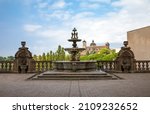 Italy, Viterbo, the panoramic terrace with fountain of the Palazzo Dei Priori