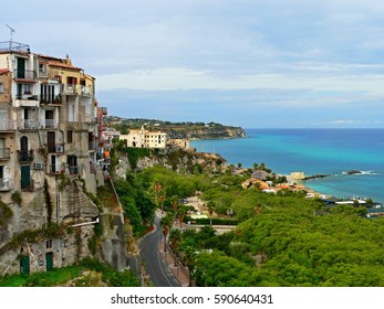 Italy,Calabria-view to historic building and sea in the Tropea