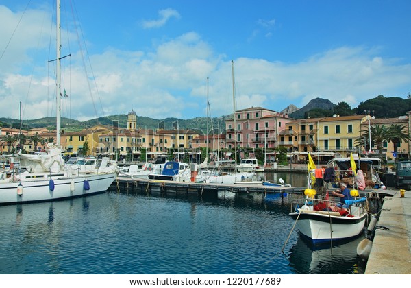 Italy-outlook on port in town Porto Azzurro on the\
island of Elba