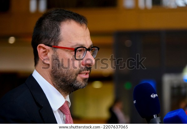 Italy\'s\
Agriculture Minister Stefano Patuanelli gives a press statement\
during a meeting of EU agriculture ministers at the EU Council\
building in Brussels, Belgium on Sept. 26,\
2022.