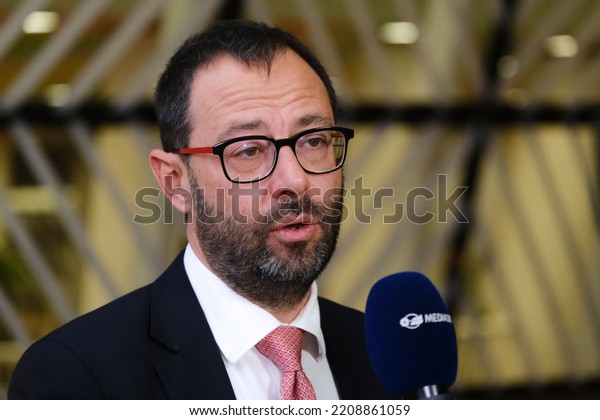 Italy's
Agriculture Minister Stefano Patuanelli gives a press statement
during a meeting of EU agriculture ministers at the EU Council
building in Brussels, Belgium on Sept. 26,
2022.