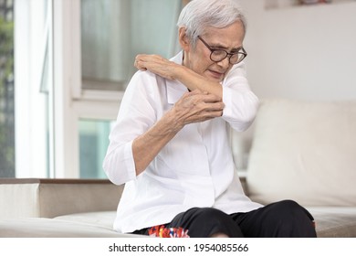 Itchy Senior Woman Is Scratching Her Arm Causes Of Itching From Mosquitoes,insect Bites Or Dry Itchy Skin,old Elderly With An Itchy Rash,female Scratching Allergic Skin,sensitive Skin,allergy Symptoms