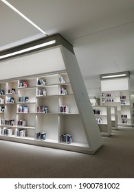 ithra library bookshelves with books, floor lighting, design, ithra culture centre, dhahran, Saudi Arabia, January 2021 - Shutterstock ID 1900781002