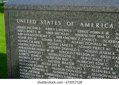 ITOMAN CITY, JAPAN -2 JUL 2017- Exterior View Of The Cornerstone Of Peace, A War Memorial To American And Japanese Soldiers Lost In The Battle Of Okinawa During World War 2. 