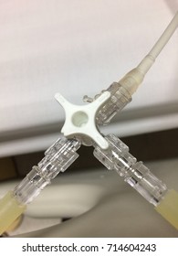 IV Stopcock In The Hospital. Three Way IV Tube