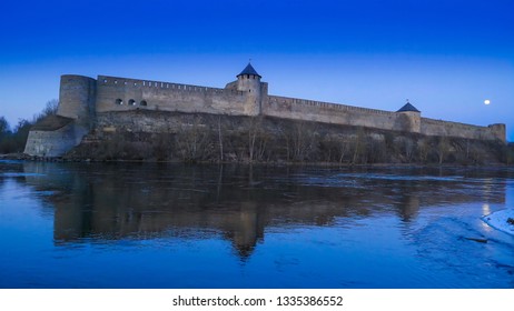 The Ivangorod castle in Russia fronting the city of Narva. They are two giants of stone towering in close vicinity to each other two opposite banks.