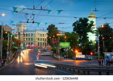 IVANOVO, RUSSIA - JUNE 27:  Night View Of Ivanovo - Lenin Avenue On June 27, 2012 In Ivanovo, Russia. Ivanovo City Known As Center Of Textile Industry From 1561. Population: 409,277 (2010 Census)