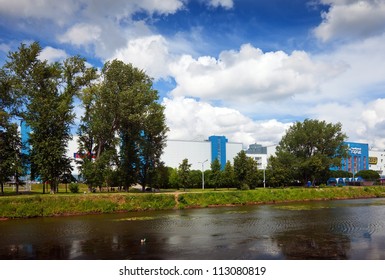 IVANOVO, RUSSIA - JUNE 27: Shopping Centers Along The River Uvod On June 27, 2012 In Ivanovo, Russia. Ivanovo City Known As Center Of Textile Industry From 1561. Population: 409,277 (2010 Census