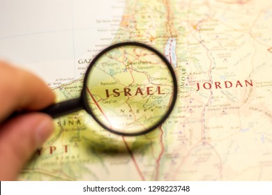 Ivanovsk, Russia - January 24, 2019: Israel on the map of the world.