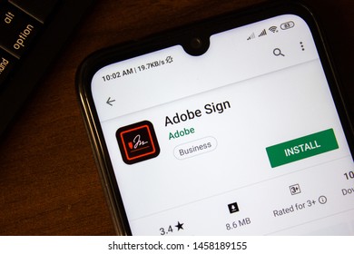 Ivanovsk, Russia - July 07, 2019: Adobe Sign App On The Display Of Smartphone Or Tablet