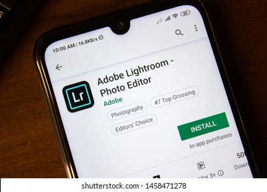 Ivanovsk, Russia - July 07, 2019: Adobe Lightroom Photo Editor App On The Display Of Smartphone Or Tablet