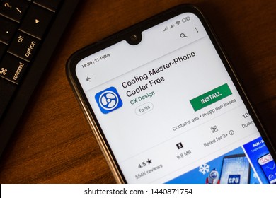 Ivanovsk, Russia - June 26, 2019: Cooling Master-Phone Cooler Free app on the display of smartphone or tablet.