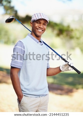 Ive been waiting all week to get on the course. Portrait of a confident african american golf player holding a driver.