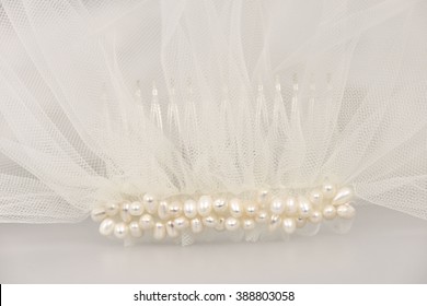 Ivory Bridal Wedding Veil With A Pearl Comb