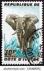 IVORY COAST - CIRCA 1966: A Stamp Printed In Ivory Coast Shows African Elephant, Loxodonta Africana, Animal, Circa 1966