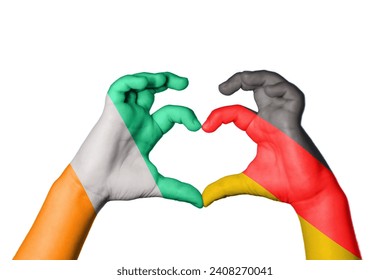 Cote d'ivoire - Ivory Coast flag and hand heart shape. Patriotic