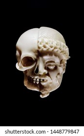 Ivory Cut Half Face Half Skull 17th Century 