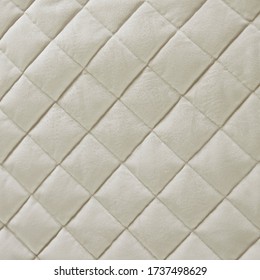 Ivory Velvet Diamond Quilted Bedspread Fabric Texture