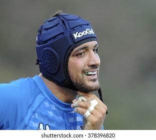 IVREA, ITALY-AUGUST 19, 2007: Italian Rugby Player  Marco Bortolami With Protective Helmet And Mouthguard During The Rugby Test Match Italy Vs Japan, In Ivrea.