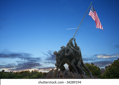 Iwo Jima Memorial At Dusk