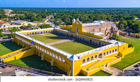 Izamal Yucatan San Antonio Convent drone shot