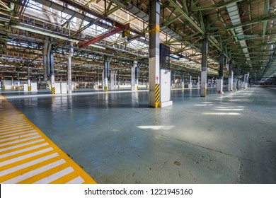 IZHEVSK, RUSSIA - AUGUST 15, 2017: Empty Area For New Assembly Line Of LADA Cars At LADA-IZHEVSK Car Factory. Industrial Space For New Workshops At Car Factory In Izhevsk