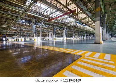 IZHEVSK, RUSSIA - AUGUST 15, 2017: Empty Area For New Assembly Line Of LADA Cars At LADA-IZHEVSK Car Factory. Industrial Space For New Workshops At Car Factory In Izhevsk