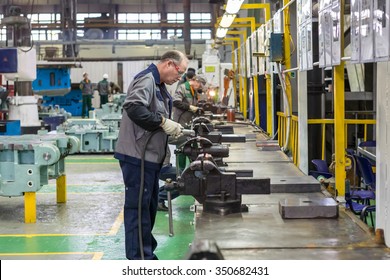 Izhevsk, Udmurtia, Russia - SEPTEMBER 25: Car Assembly Line. Start Of Product (SOP) LADA Vesta in Automobile Factory IZHAVTO - AVTOVAZ, on September 25, 2015 in Izhevsk