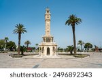 Izmir Clock Tower located in Izmir Konak square on a sunny day