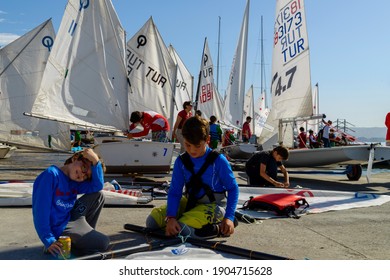 izmir Turkey - 10 18 2014 : preparation before sailing races