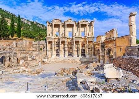 Izmir, Turkey. Library of Celsus in Ephesus Ancient city.