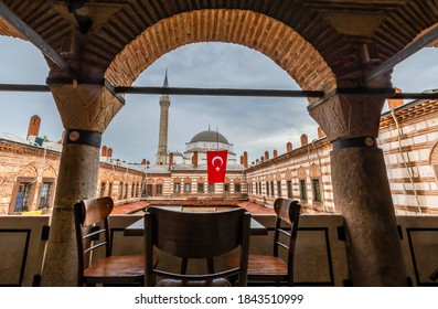 Izmir, Turkey - October 29, 2020 : Hisaronu Mosque And Kizlaragasi Shopping Center View In Izmir City Of Turkey