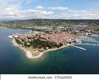 Izola / Isola Town In Slovenian Istria From The Sky