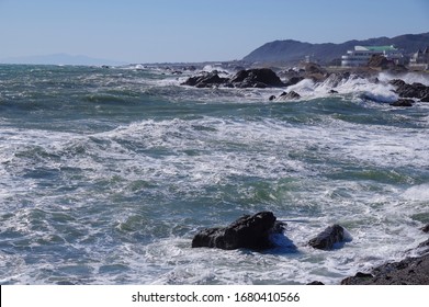 Izu Oshima Seen From The Southern Tip Of Boso Peninsula