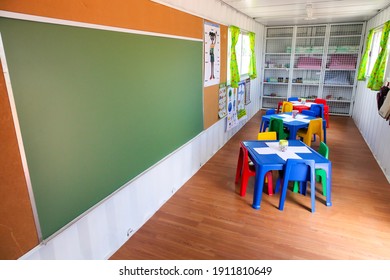 J, SOUTH AFRICA - Mar 26, 2020: Johannesburg, South Africa - November 07, 2011: Inside Interior Of Small Portable Preschool Classroom Made From A Shipping Container