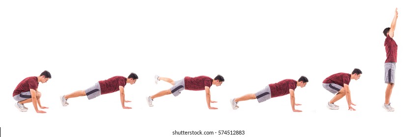 Jack Burpee. Young Man Doing Sport Exercise.