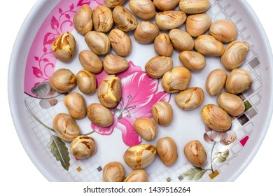 Jack fruit seeds in a plate isolated on white background, medicinal quality, very healthy tasty and delicious jackfruit seeds