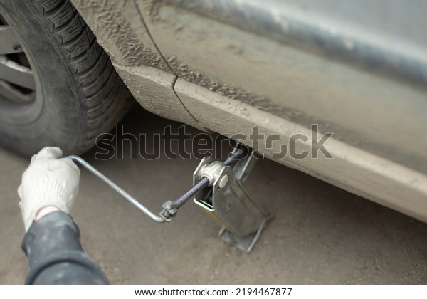 Jack lifts car. Wheel\
replacement. Lever for lifting weights. Steel handle to increase\
pressure.