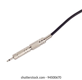  jack macro of audio cable isolated on white background
