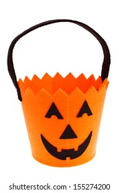 Jack O'lantern Halloween Candy Bucket Isolated On White