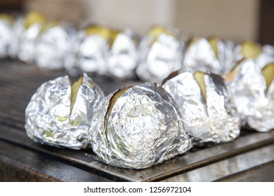 Jacket Potato In Aluminum Foil, Simple Barbecue Food