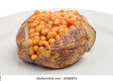 Jacket Potato Filled With Baked Beans In Tomato Sauce