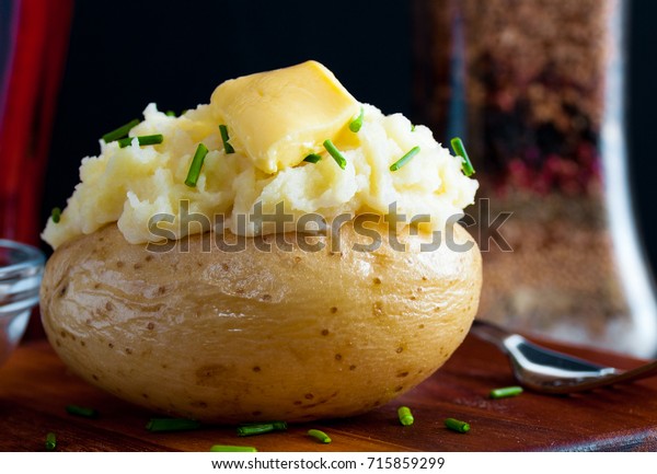 Jacket potato served\
with homemade butter