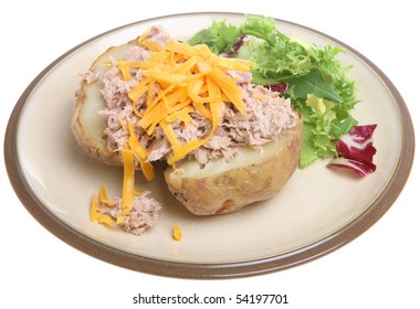 Jacket Potato With Tuna Mayonnaise And Cheese.