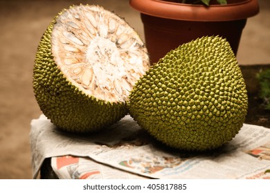 Jackfruit Cut In Half, Selective Focus