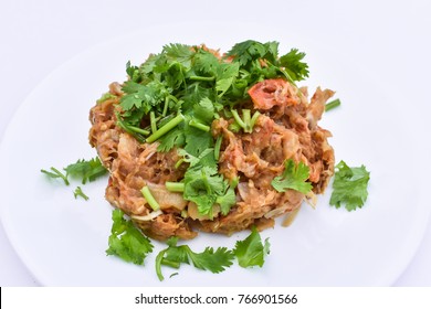 Jackfruit Salad Recipes On White Plate.