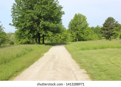 Jackson County, Missouri / USA - View Of Longview Lake Trail In Spring Time