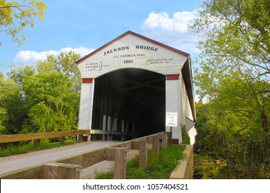 Jackson Covered Bridge In Parke County, Indiana On A September Afternoon