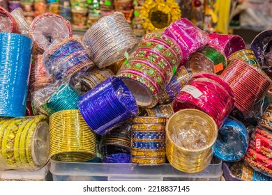 Jackson Heights, Queens, New York, USA. Colorful Bangles For Sale.