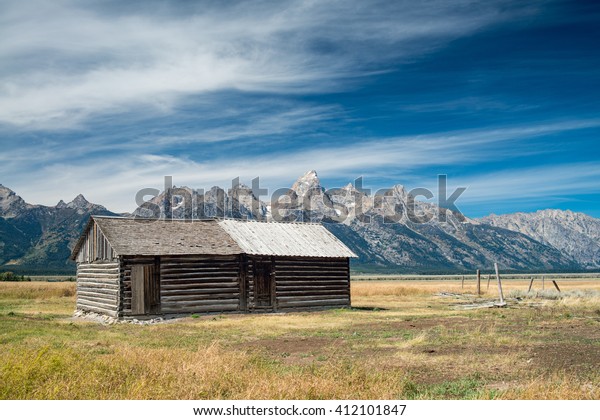 Jackson Hole Wy Old Cabin Sits Stock Photo Edit Now 412101847